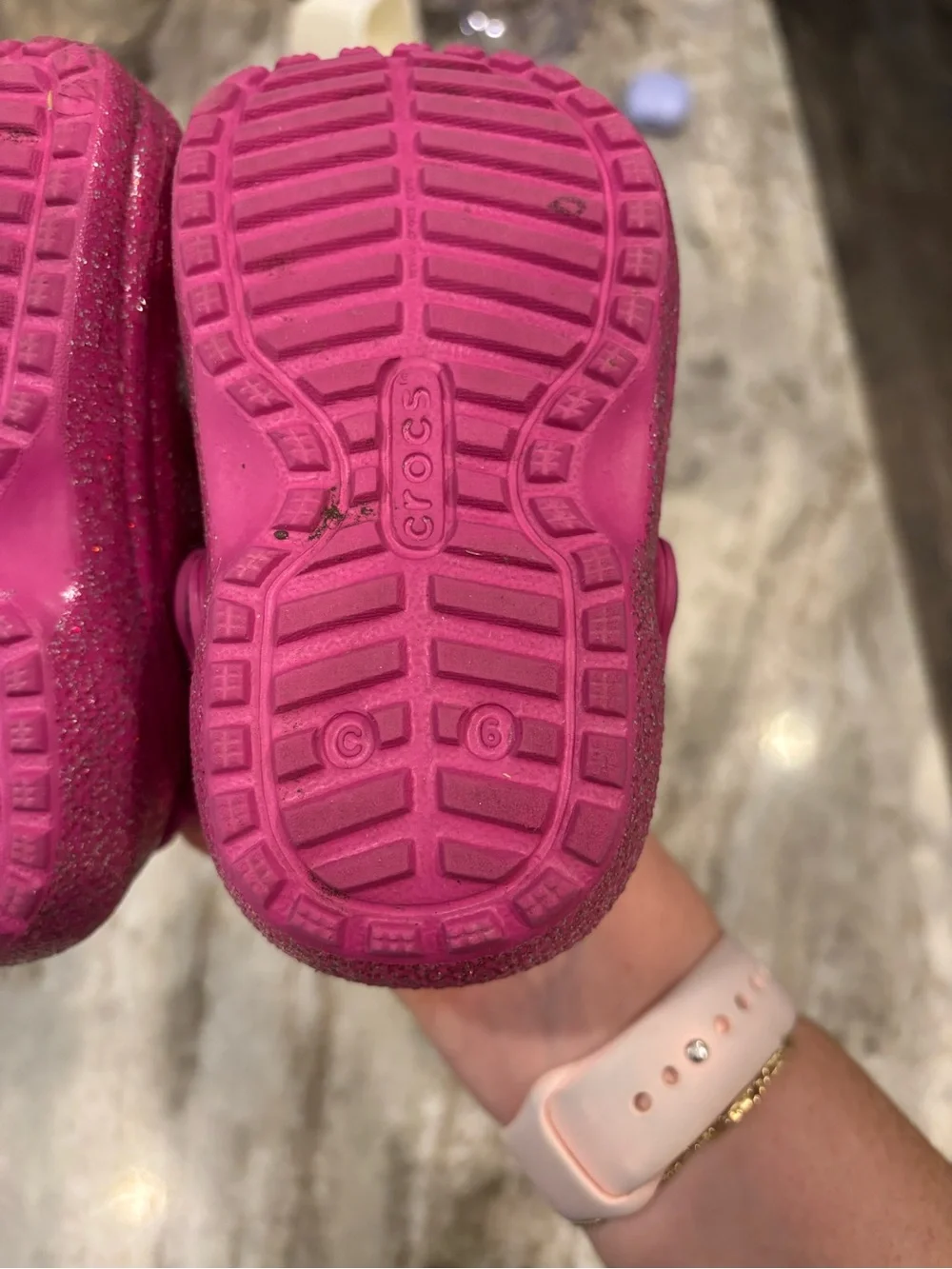 Toddler little kid Sparkle Slip-On Crocs- Pink size 6